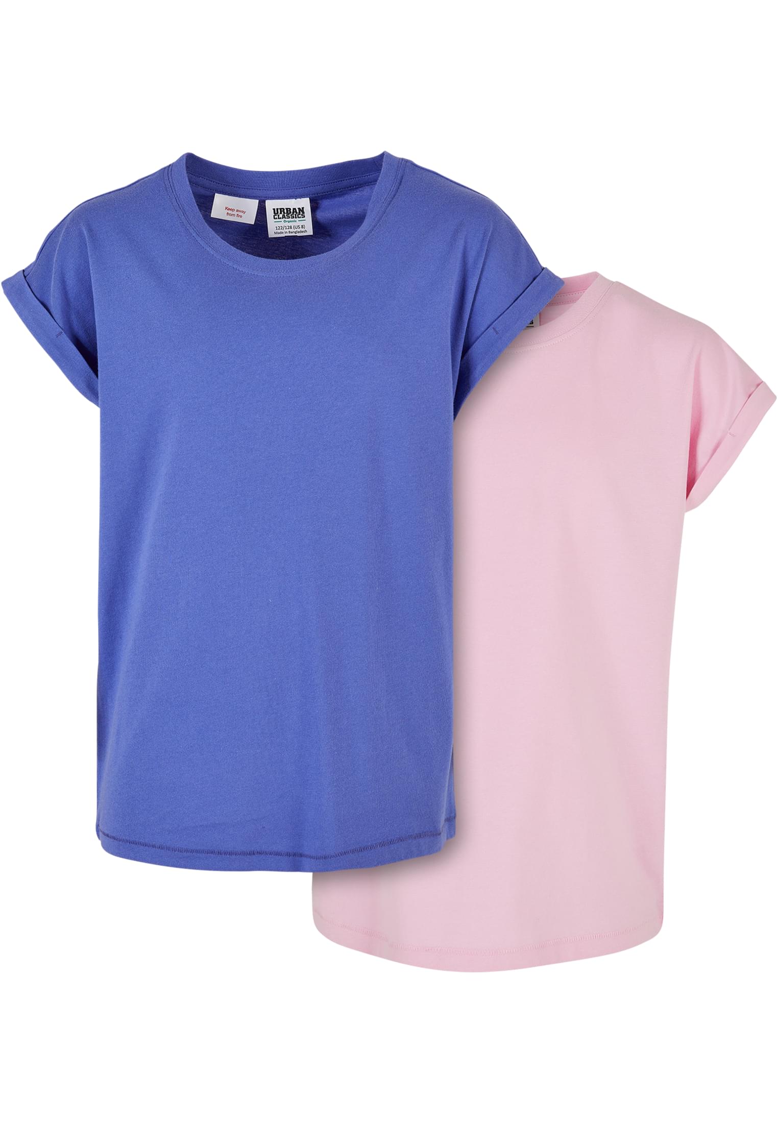 Girls Organic Extended Shoulder Tee 2-Pack | purpleday/girlypink