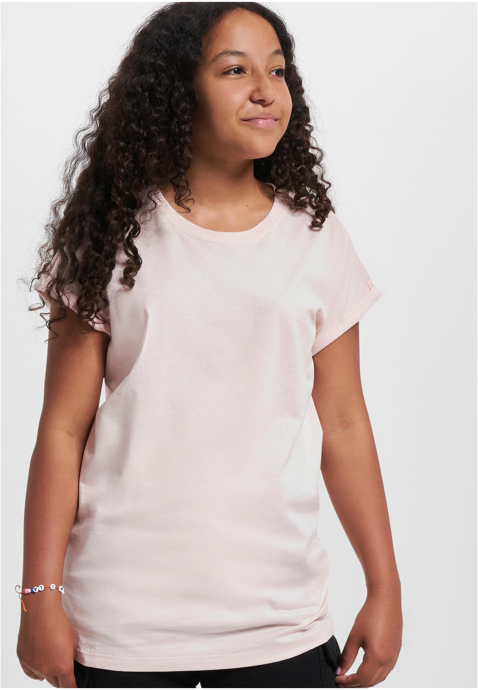 Girls Organic Extended Shoulder Tee | pink