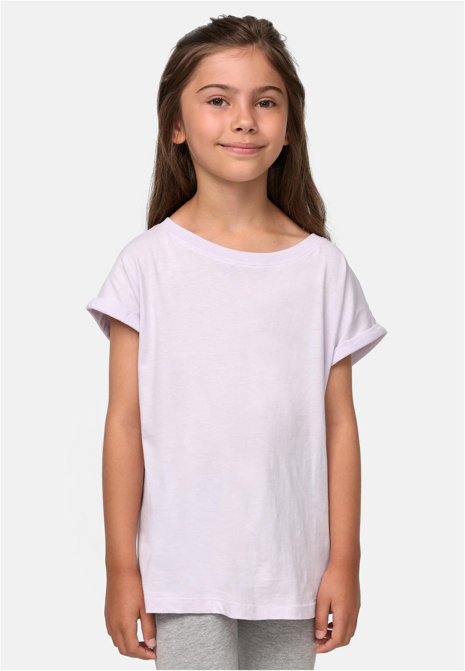 Girls Organic Extended Shoulder Tee | softlilac