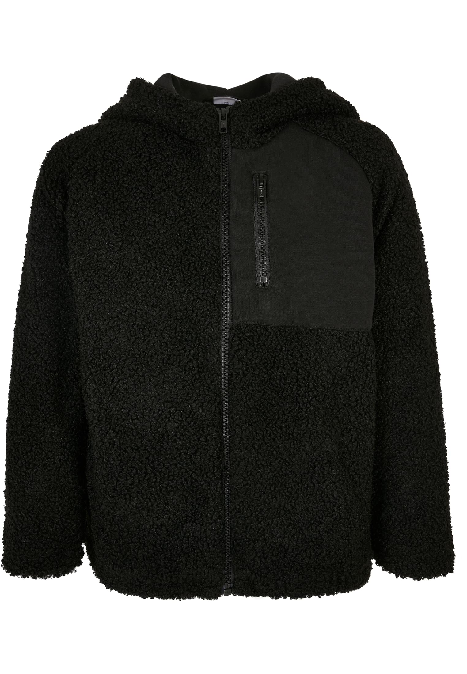 Boys Hooded Sherpa Zip Jacket | black