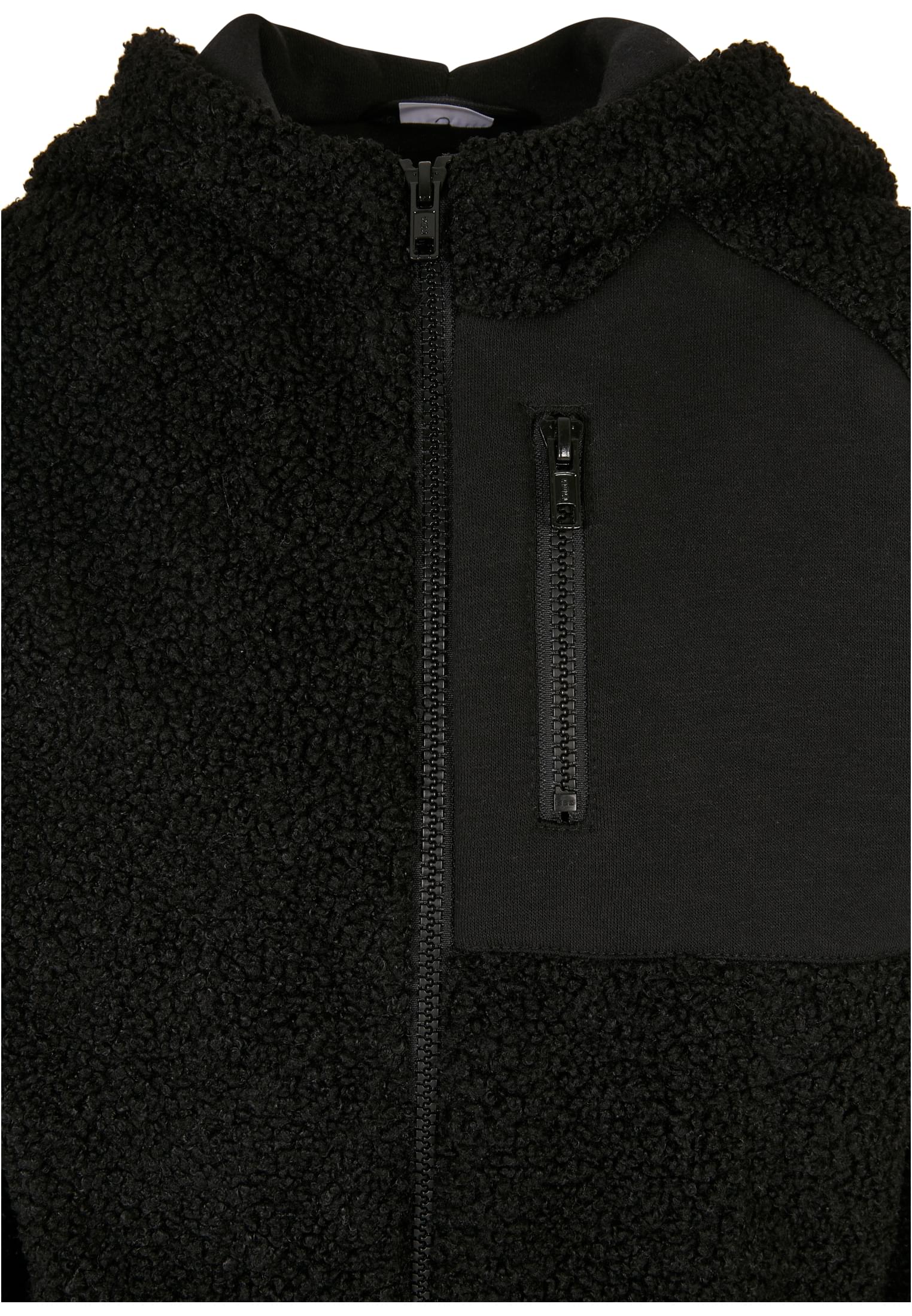 Boys Hooded Sherpa Zip Jacket | black