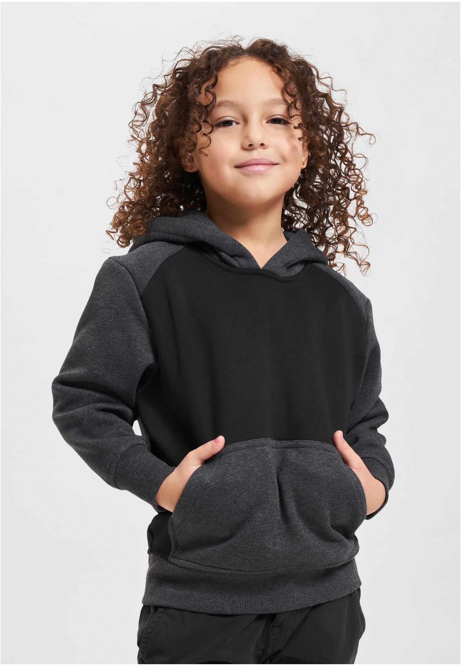 Boys 2-Tone Fake Raglan Hoody | black/charcoal