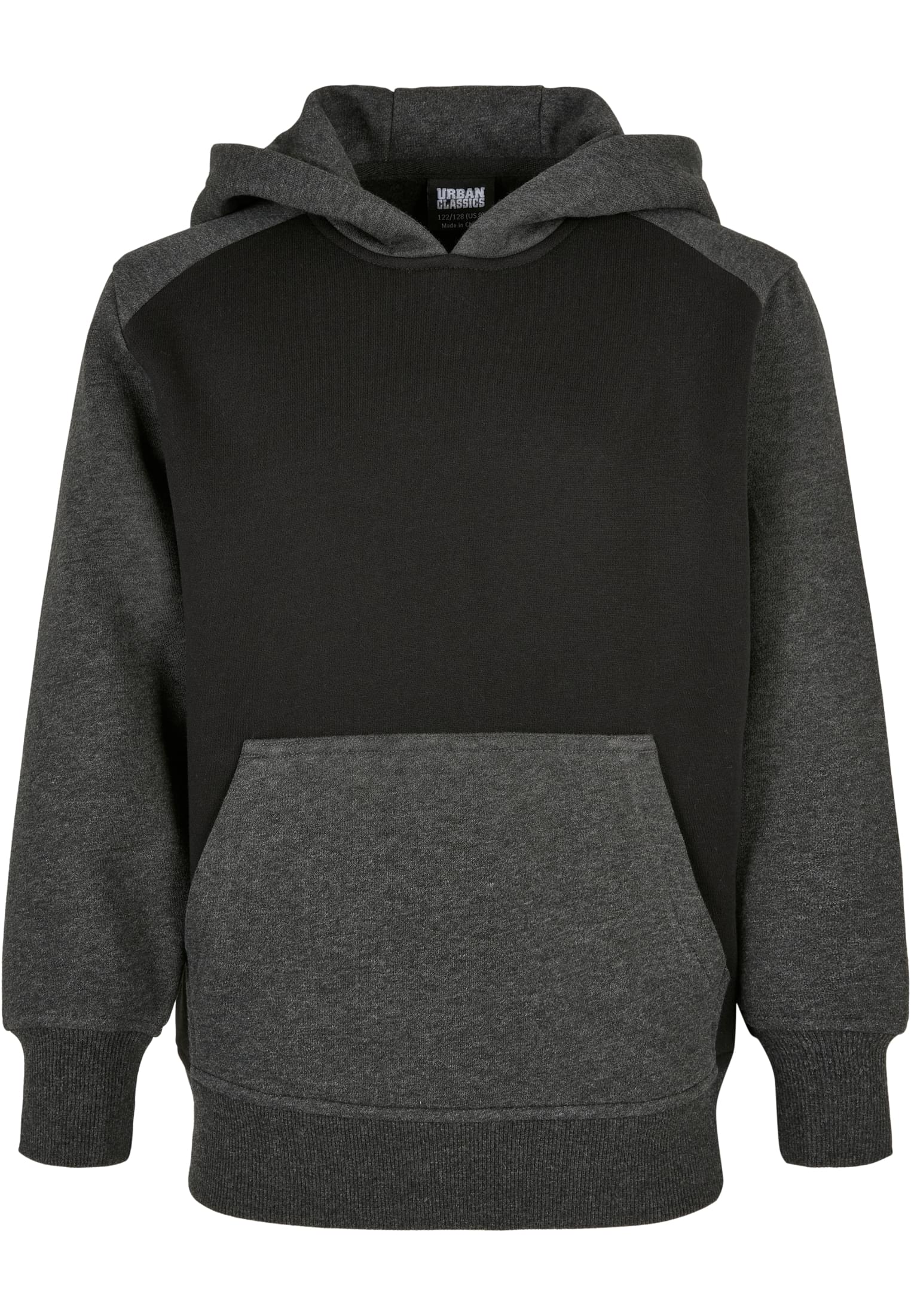 Boys 2-Tone Fake Raglan Hoody | black/charcoal