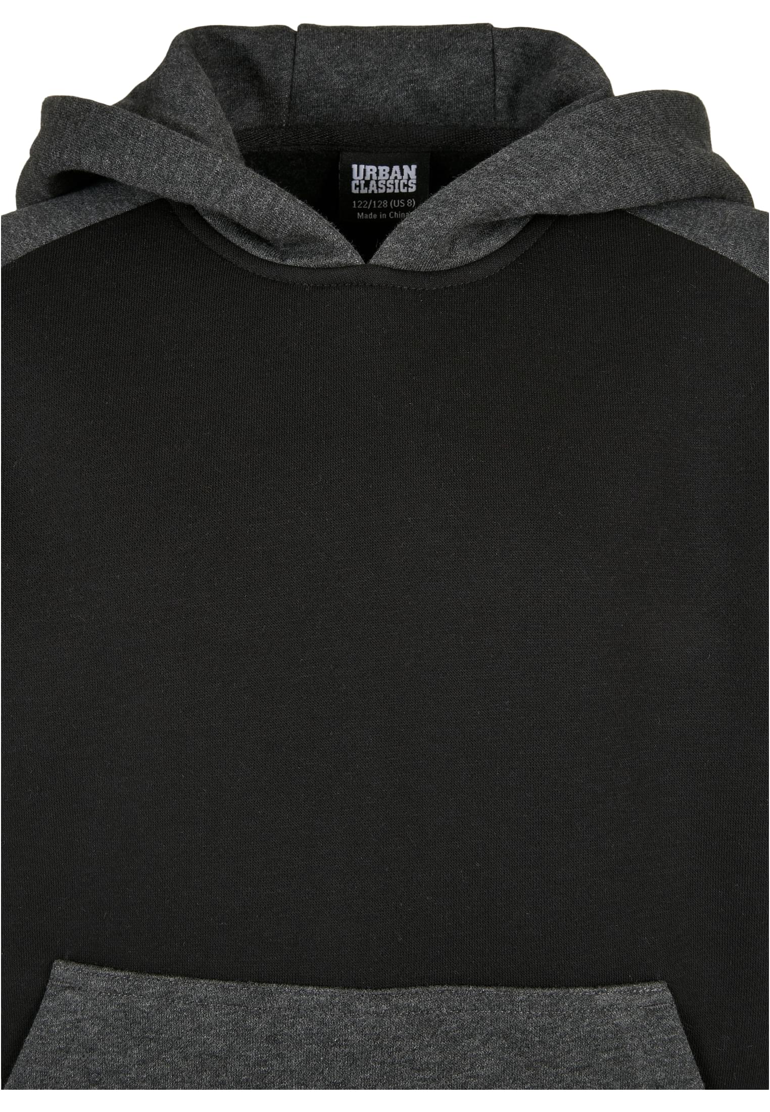 Boys 2-Tone Fake Raglan Hoody | black/charcoal