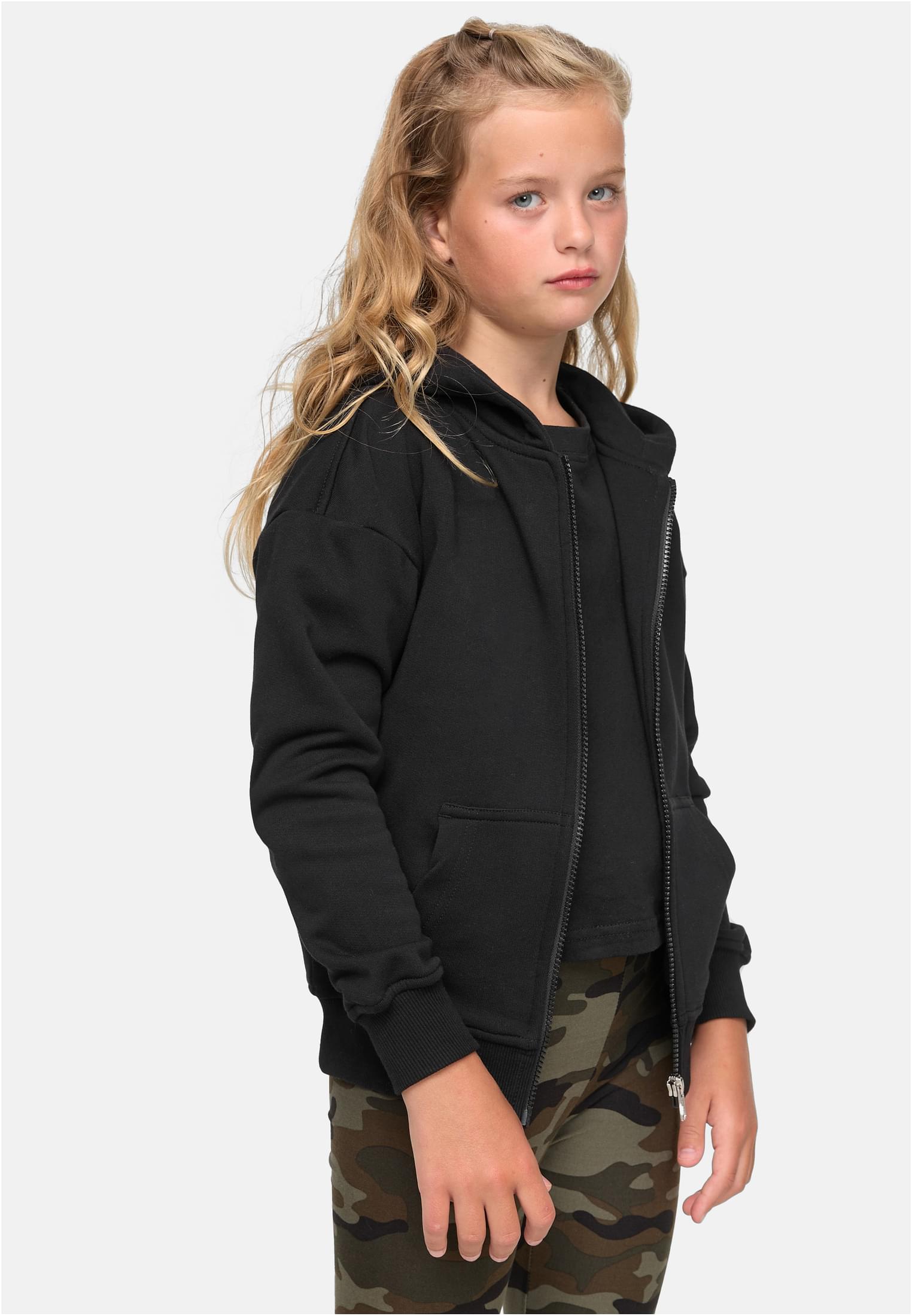 Girls Organic Terry Zip Hoody | black