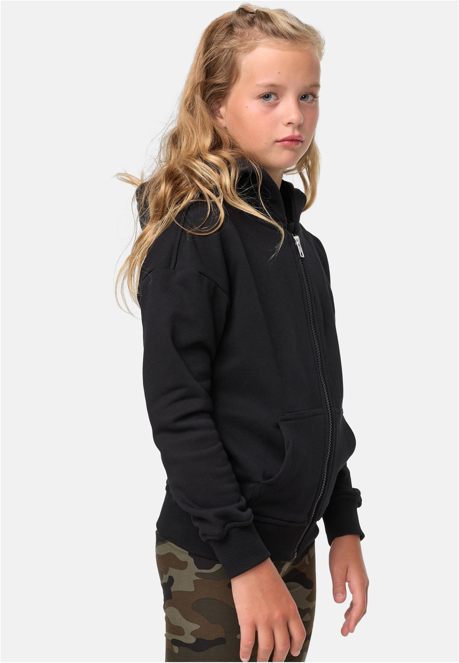 Girls Organic Terry Zip Hoody | black