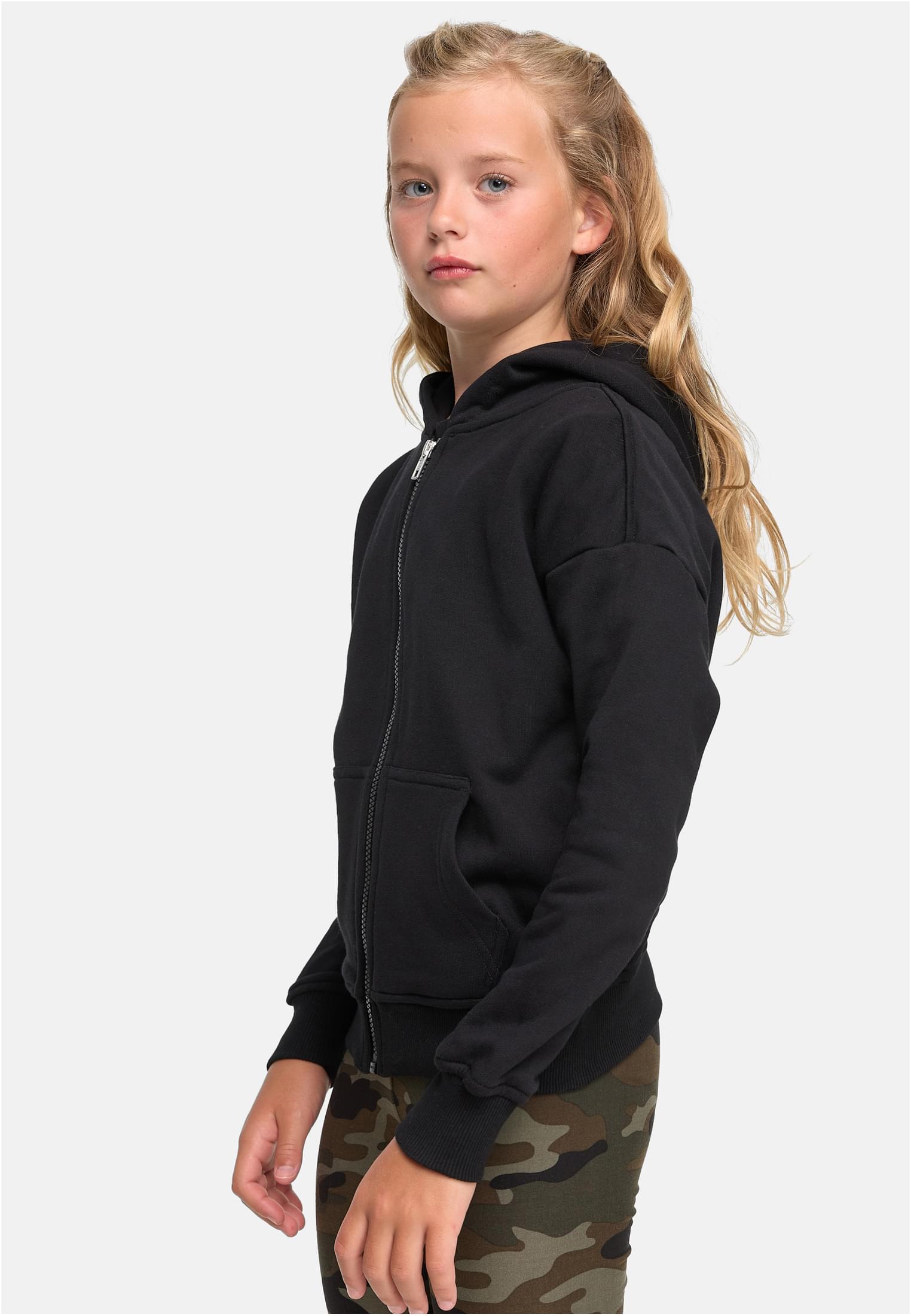 Girls Organic Terry Zip Hoody | black