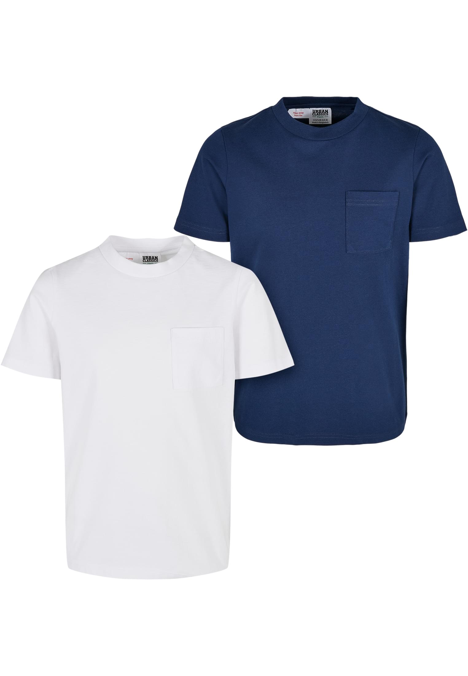 Boys Organic Cotton Basic Pocket Tee 2-Pack | white/darkblue