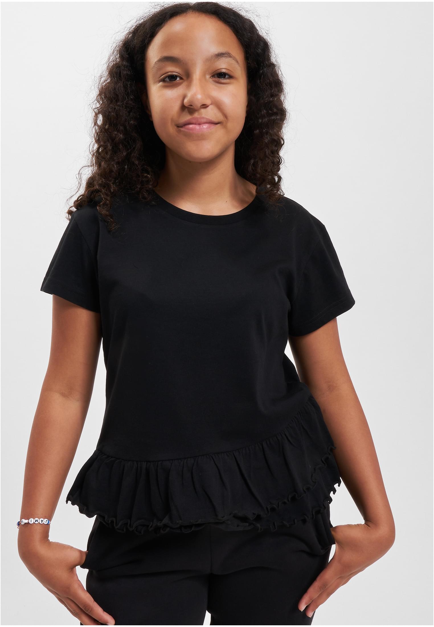 Girls Organic Volant Tee | black