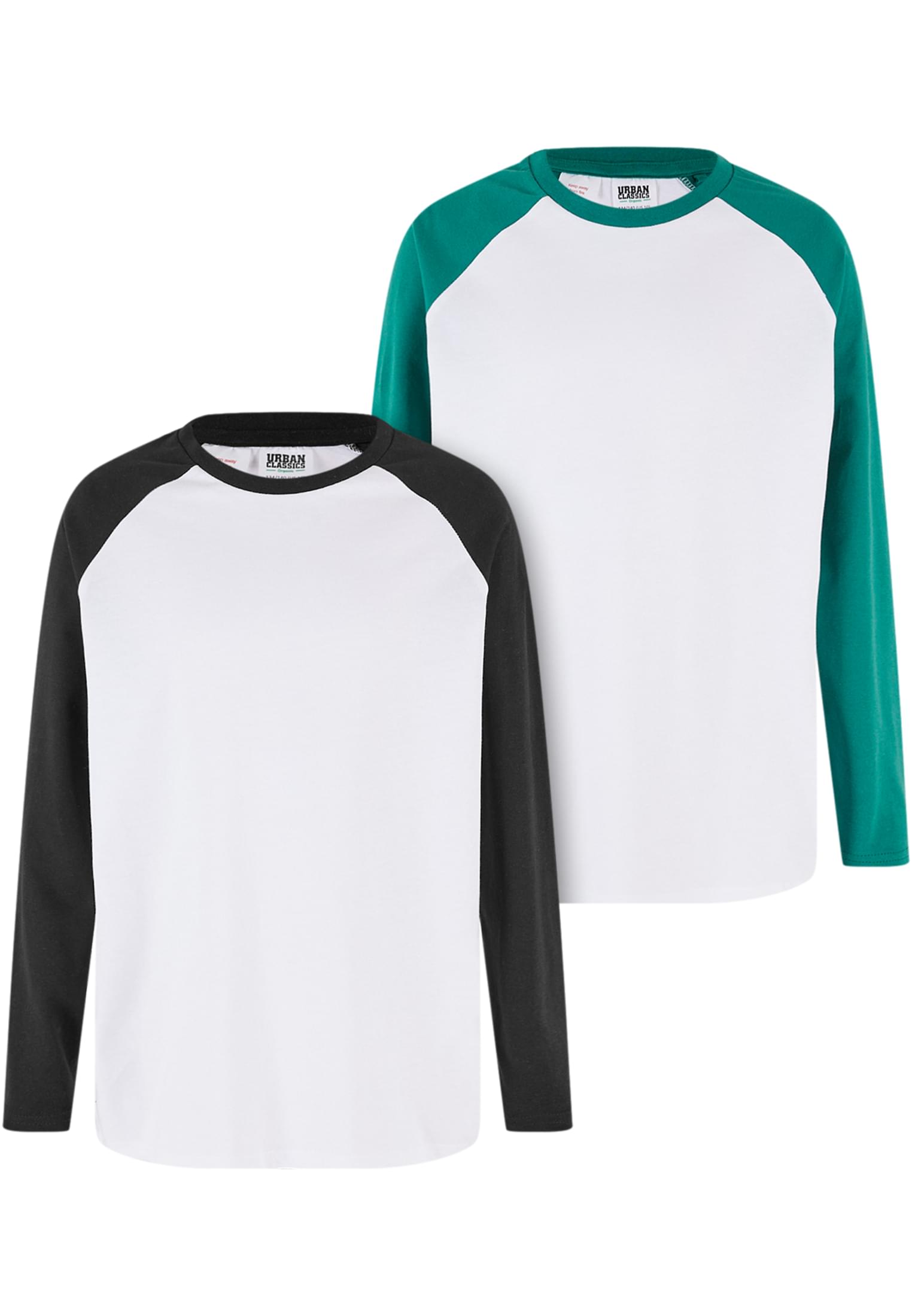 Boys Organic Oversized Raglan Longsleeve 2-Pack | white/black+white/green