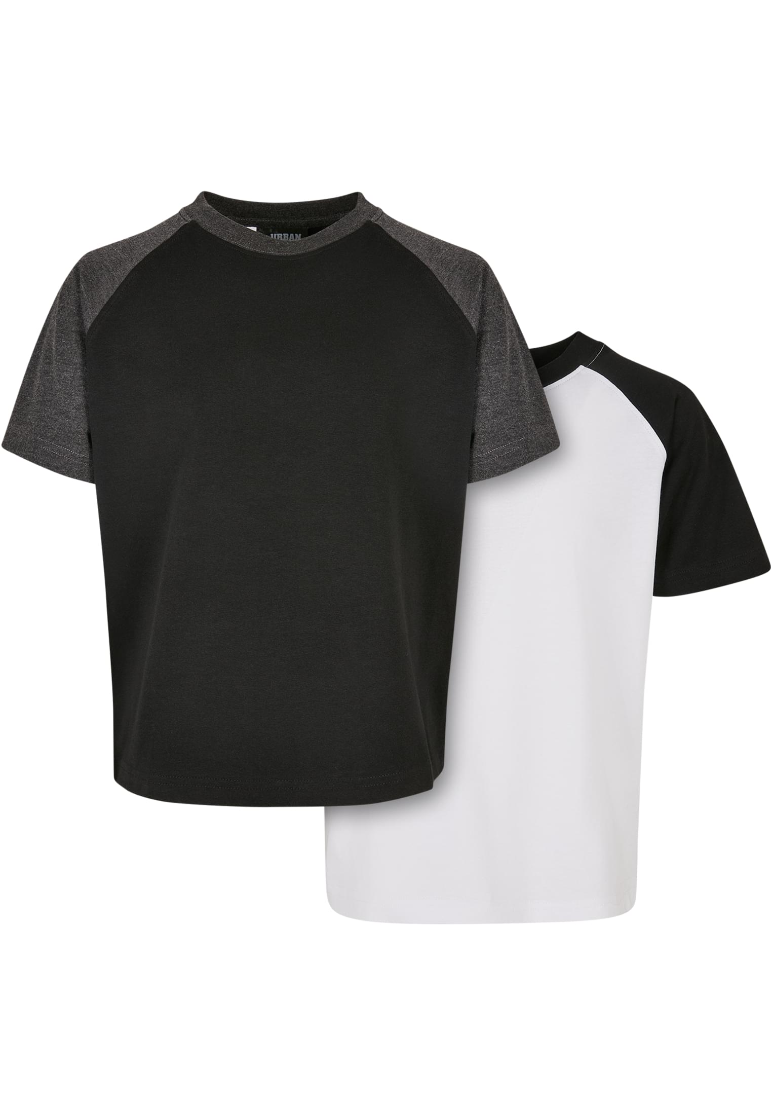 Boys Raglan Contrast Tee 2-Pack | white/black+black/charcoal