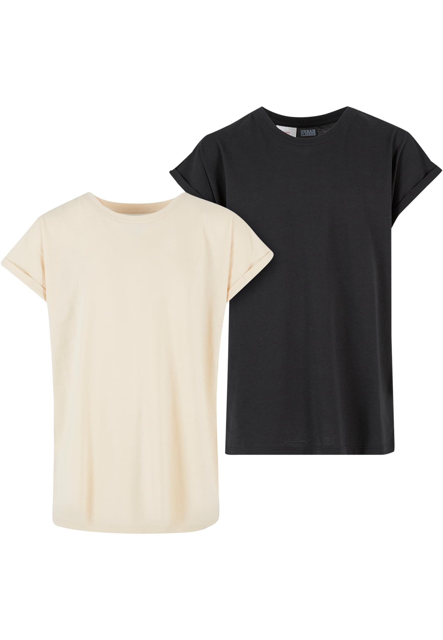 Girls Extended Shoulder Tee 2-Pack | whitesand/black