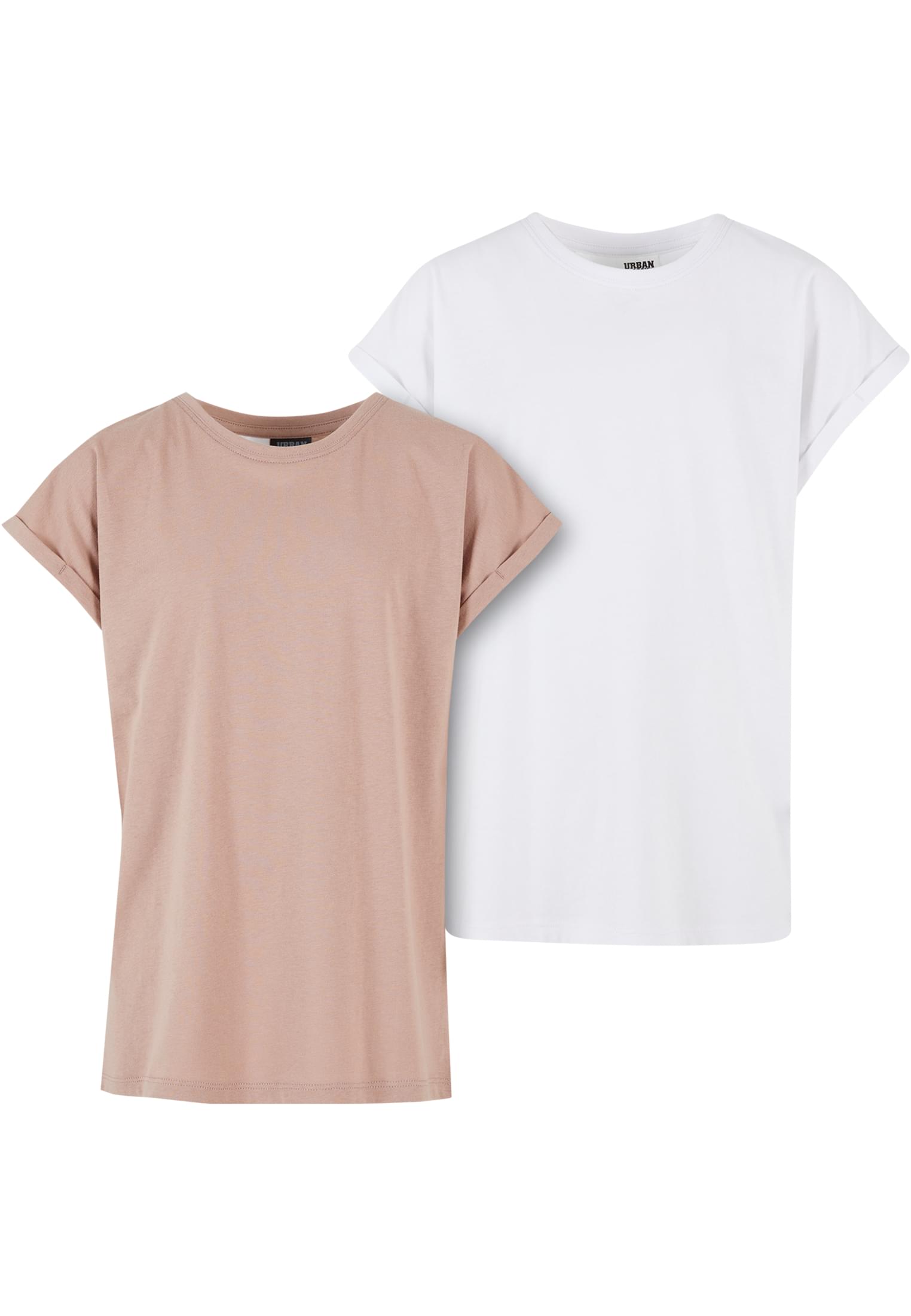 Girls Extended Shoulder Tee 2-Pack | white/duskrose