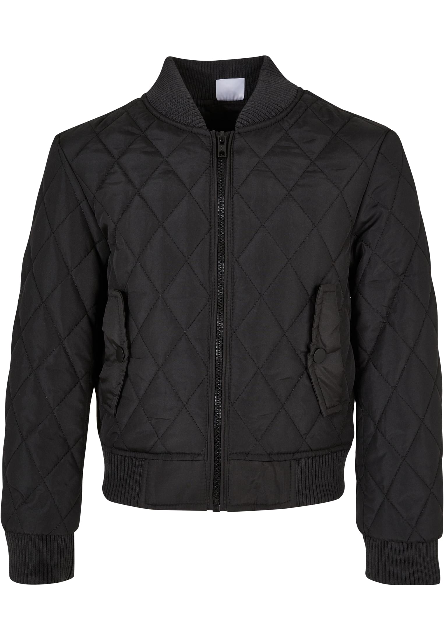 Girls Diamond Quilt Nylon Jacket | black