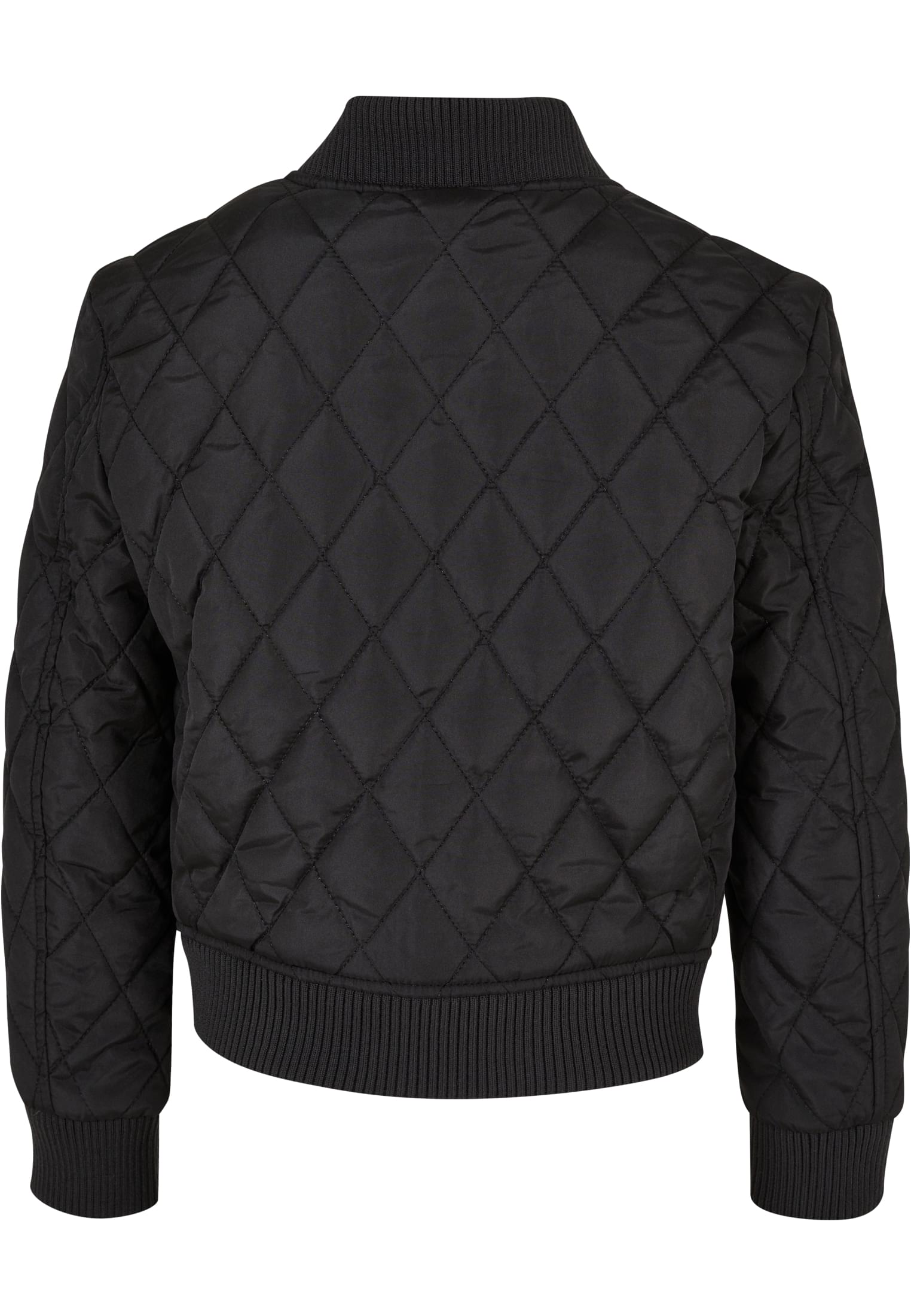 Girls Diamond Quilt Nylon Jacket | black