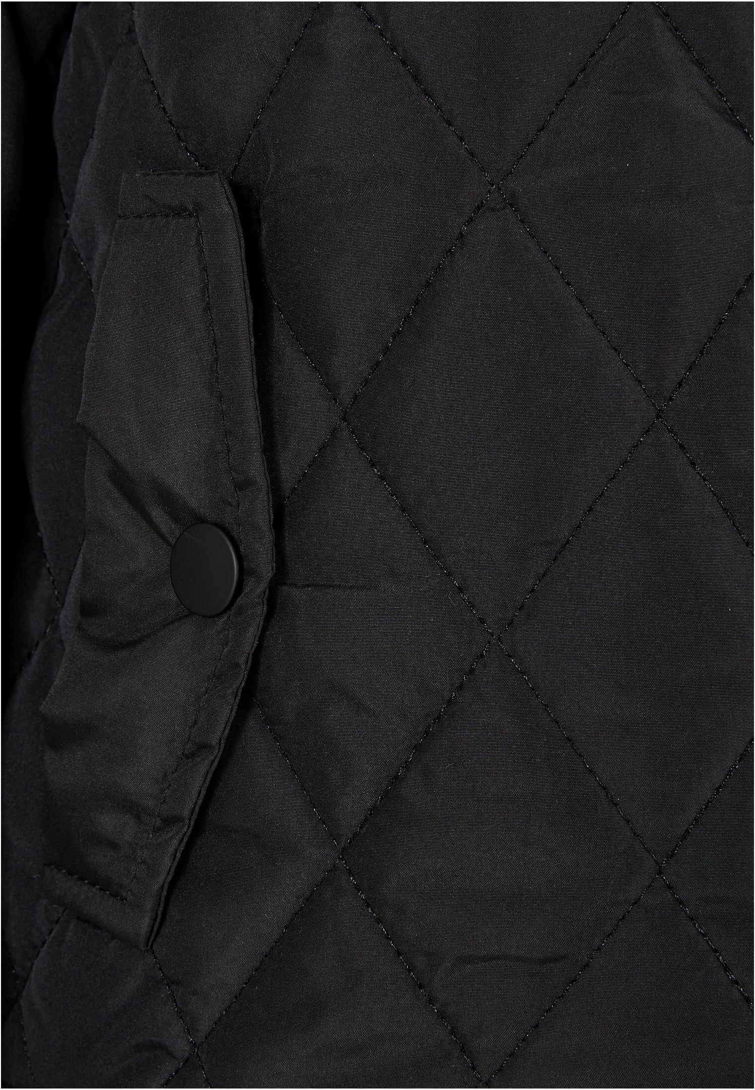 Girls Diamond Quilt Nylon Jacket | black