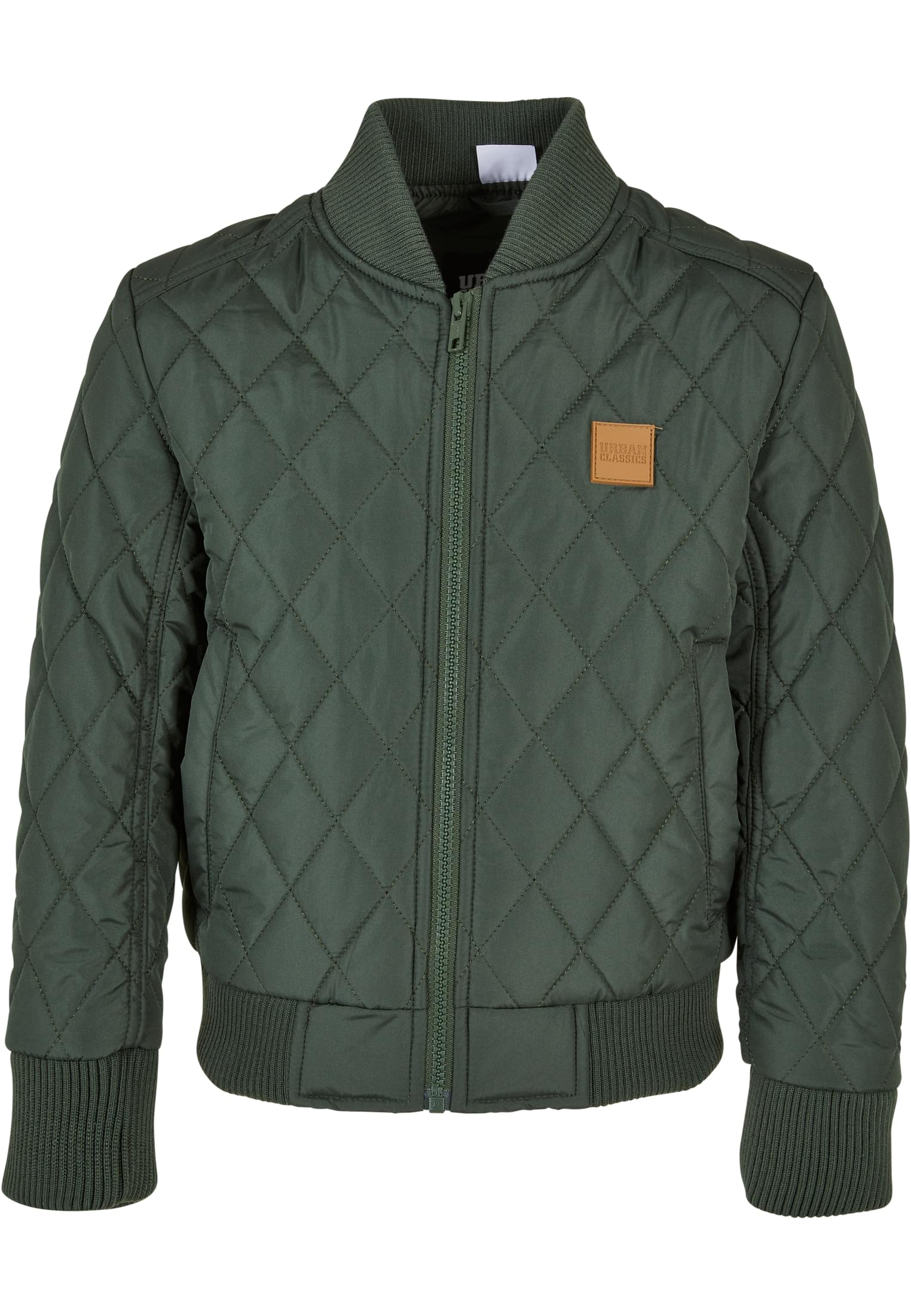 Boys Diamond Quilt Nylon Jacket | olive