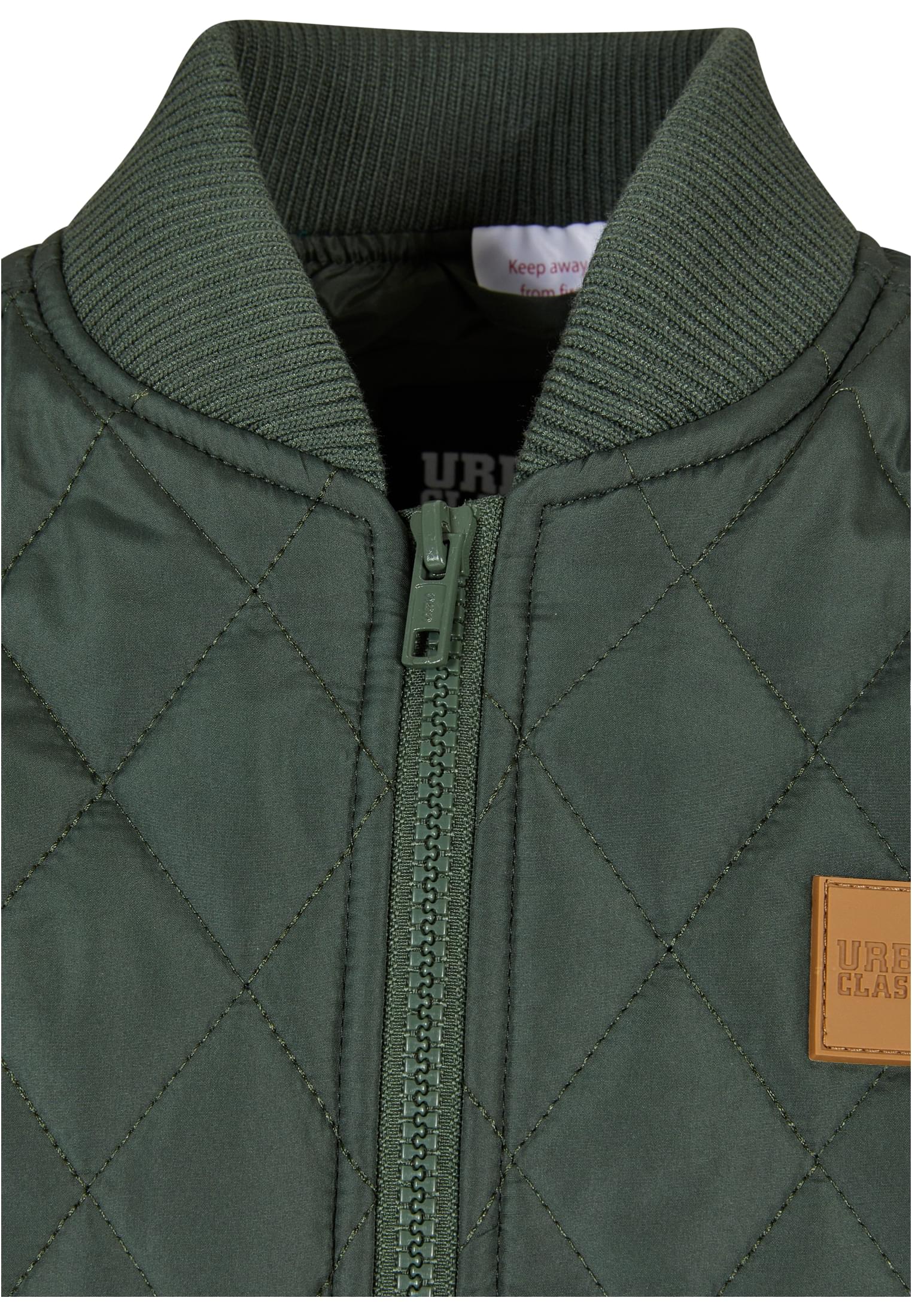 Boys Diamond Quilt Nylon Jacket | olive